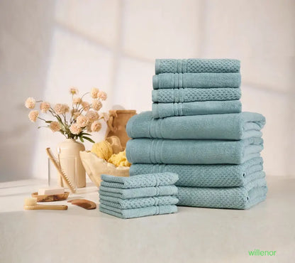 100% Cotton Solid & Texture 12-pc Towel Set