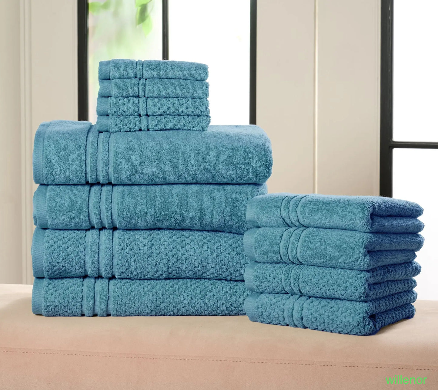 100% Cotton Solid & Texture 12-pc Towel Set