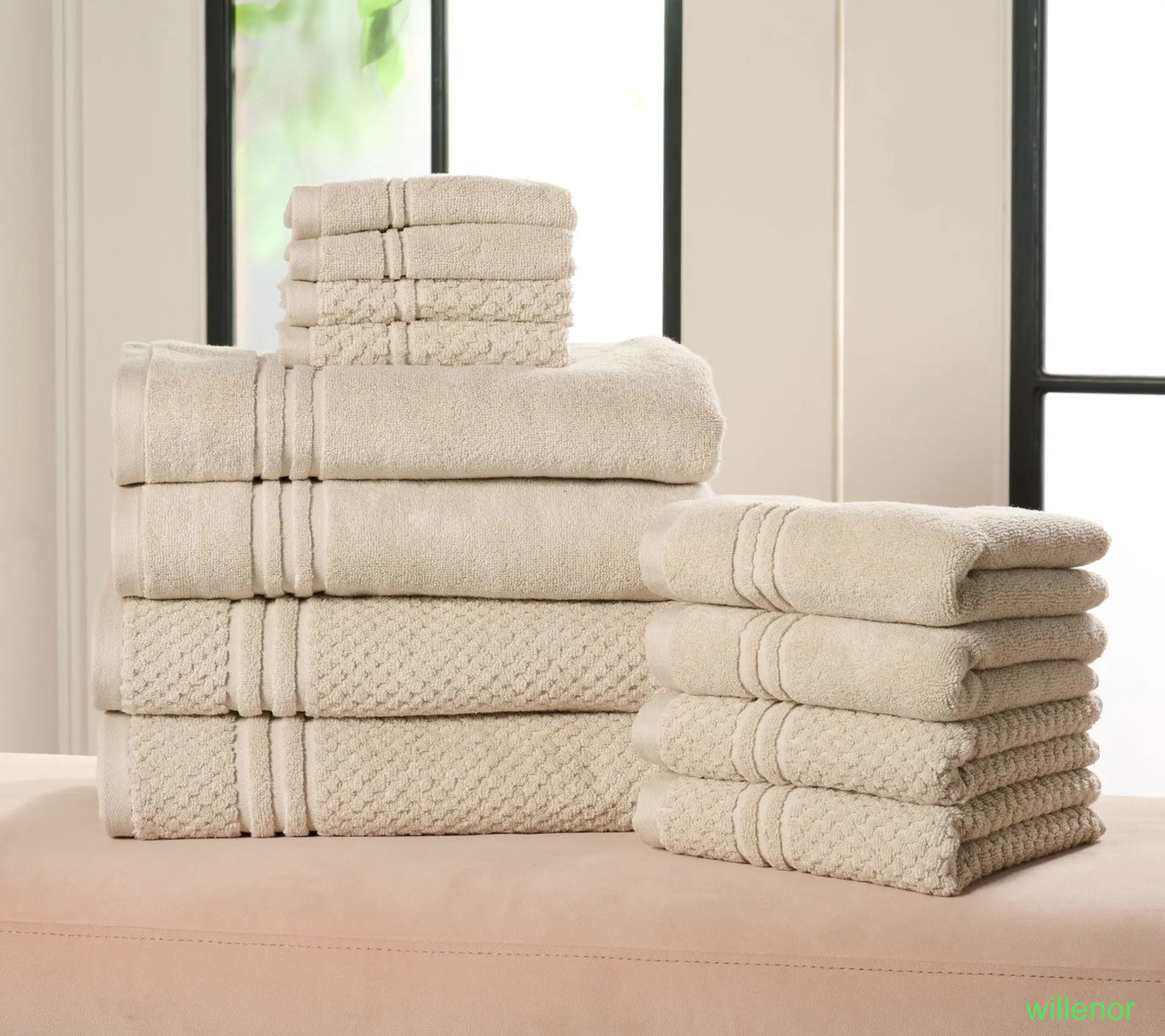 100% Cotton Solid & Texture 12-pc Towel Set