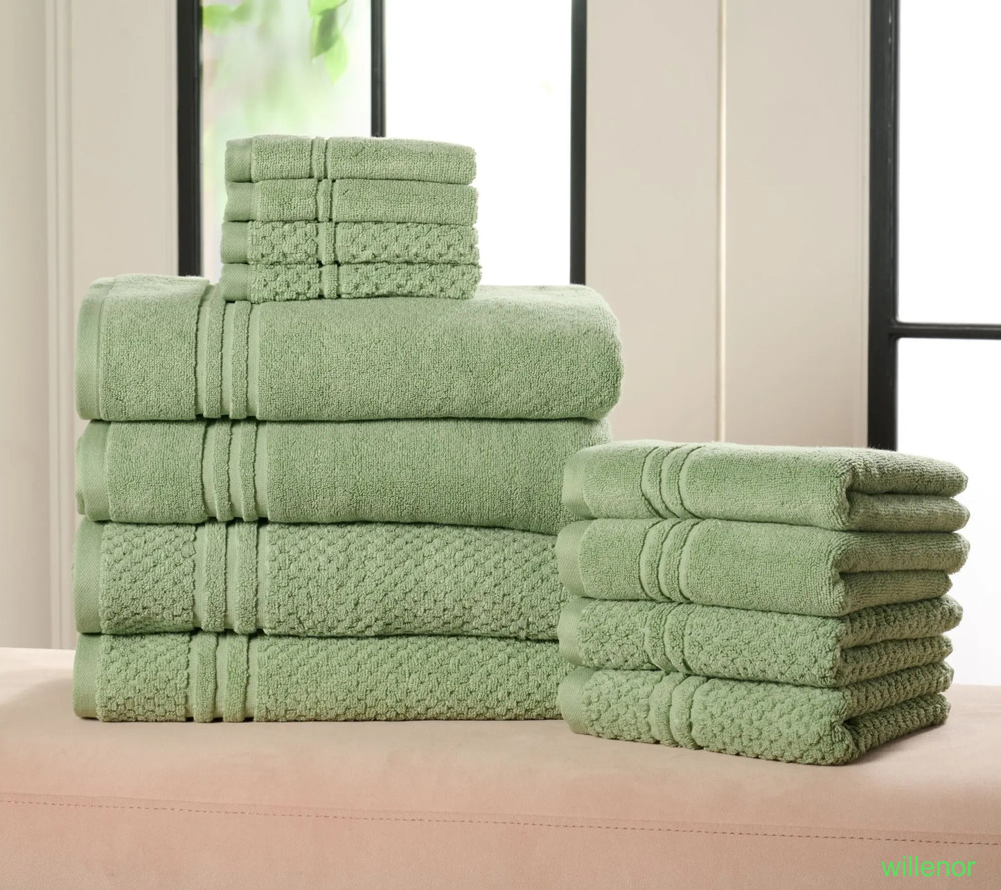 100% Cotton Solid & Texture 12-pc Towel Set