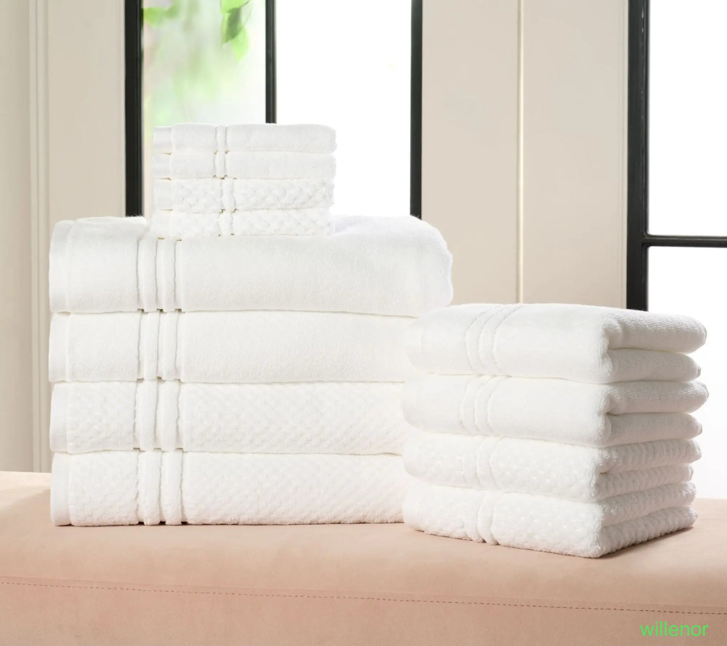 100% Cotton Solid & Texture 12-pc Towel Set
