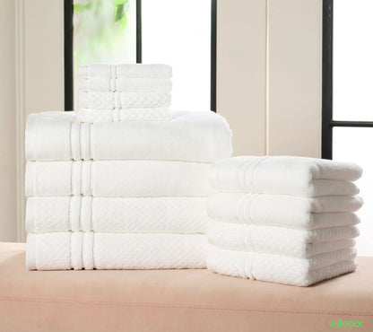 100% Cotton Solid & Texture 12-pc Towel Set