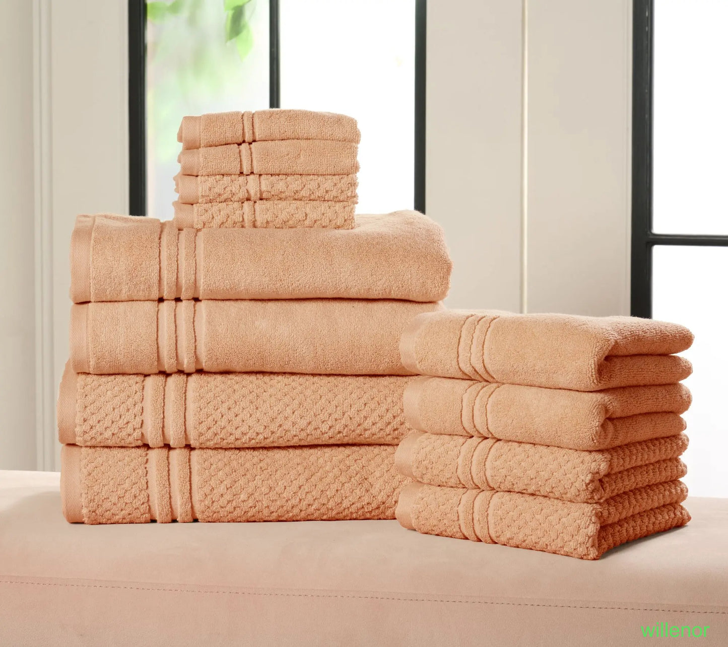 100% Cotton Solid & Texture 12-pc Towel Set