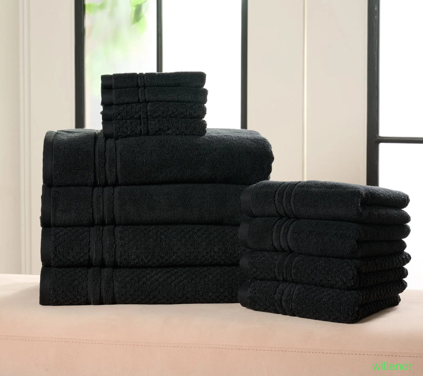 100% Cotton Solid & Texture 12-pc Towel Set