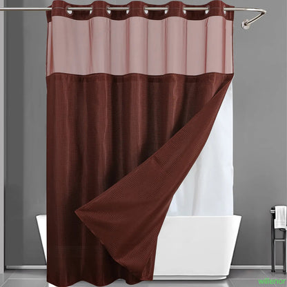 Hookless shower curtain with snap-button lining - Waterproof double-layer shower curtain