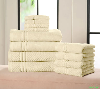 100% Cotton Solid & Texture 12-pc Towel Set